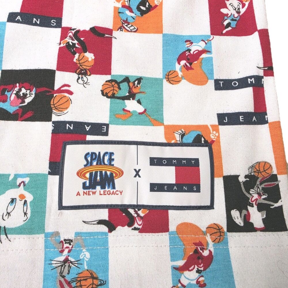 RARE TOMMY JEANS X SPACE JAM 2 CHECKERED PRINT T SHIRT Men Small NWT - Picture 5 of 11